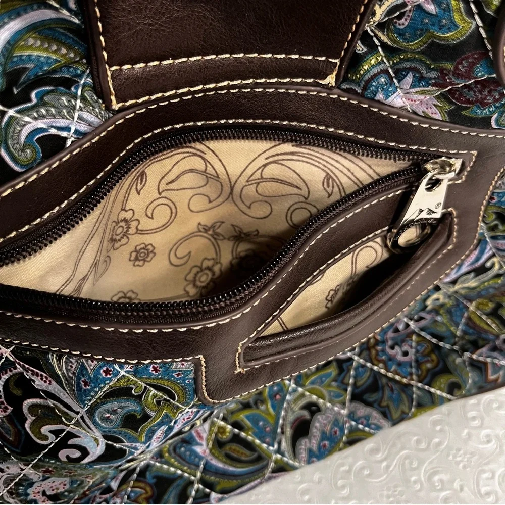 Montana West Western Purse Handbag Concho Turquoise Paisley Print Silver Cowgirl